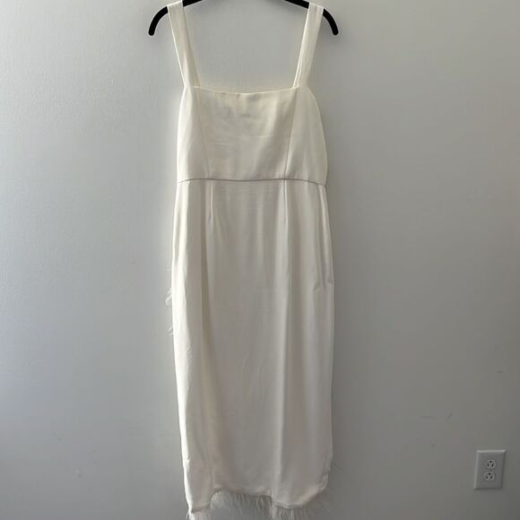 Saylor Caylin White Feathered Dress L - Picture 9 of 9